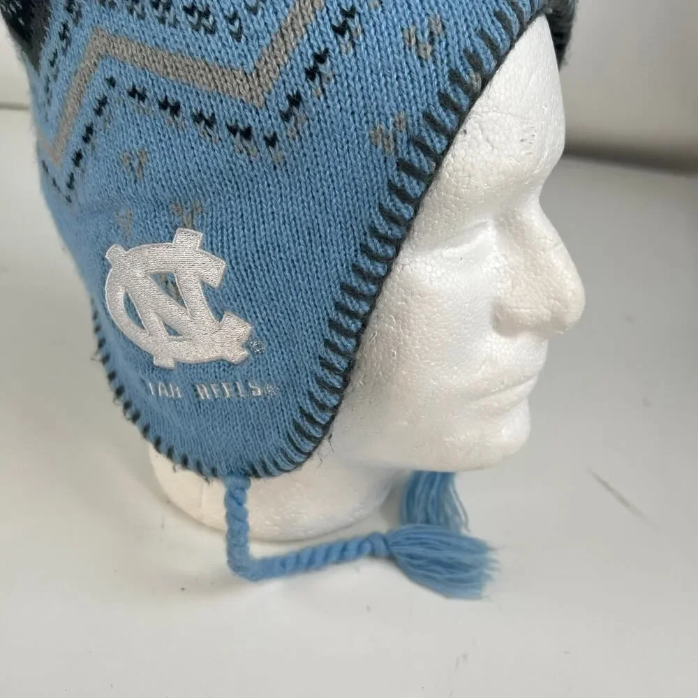 UNC North‎ Carolina Tarheels Winter Aviator Style Hat Cap Blue  Pom OS - Picture 2 of 16